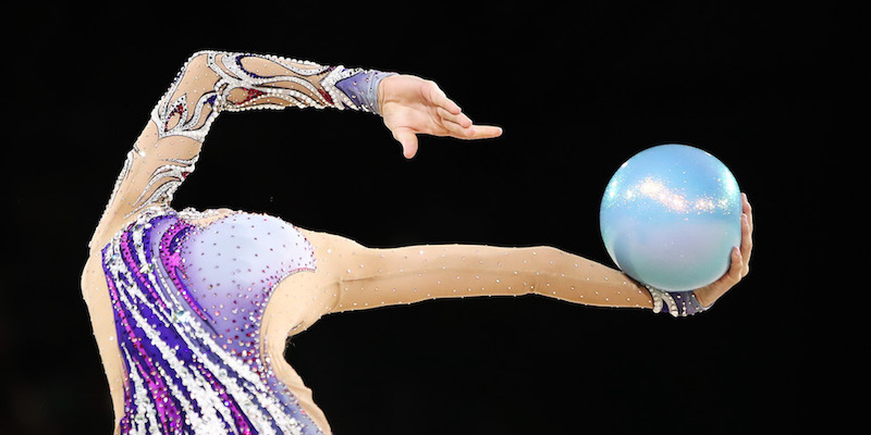 La cipriota Viktoria Skittidi durante la ginnastica ritmica ai Giochi del Commonwealth, Gold Coast, 12 aprile 2018
(Hannah Peters/Getty Images)