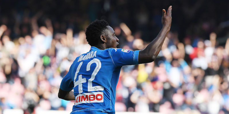 Amadou Diawara esulta per il gol della vittoria segnato al Chievo Verona (Francesco Pecoraro/Getty Images)