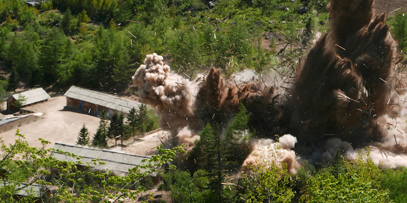 Una delle esplosioni al sito di Punggye-ri (APTN via AP)