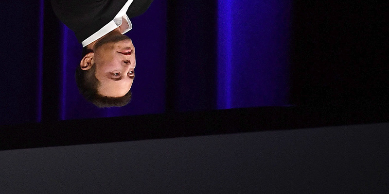 Il CEO di Tesla e SpaceX, Elon Musk, in una foto al contrario (Mark Brake/Getty Images)