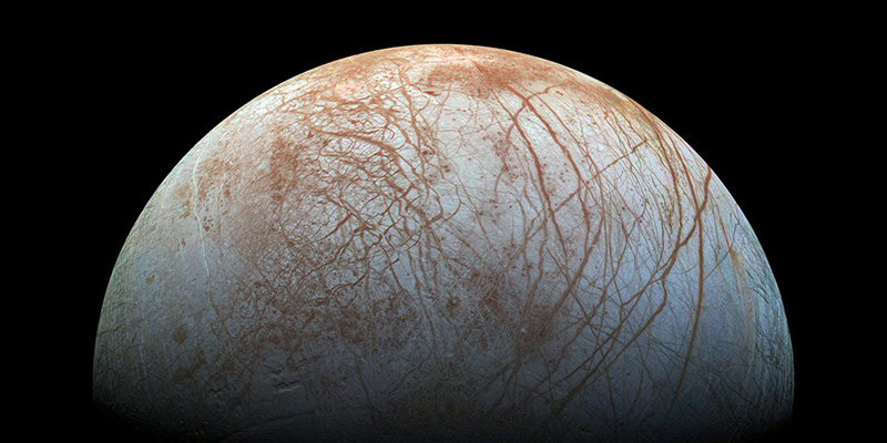 Europa fotografata dalla sonda Galileo (NASA/JPL-Caltech/SETI Institute)