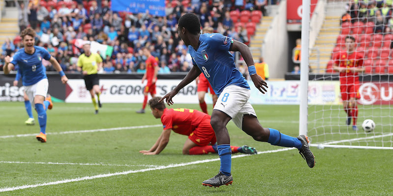 Emmanuel Gyabuaa esulta dopo il gol segnato nella semifinale contro il Belgio (Matthew Lewis/Getty Images)