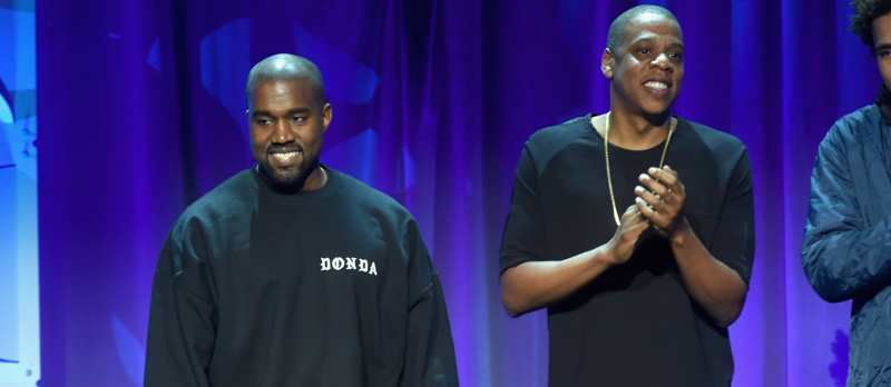 Kanye West e Jay-Z a un evento di tidal nel 2015. (Jamie McCarthy/Getty Images for Roc Nation)