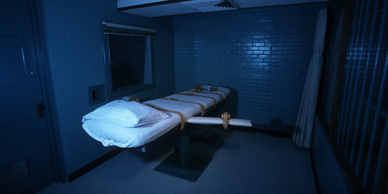 Una stanza usata per l'esecuzione delle condanne a morte nel carcere di Huntsville, Texas, Stati Uniti (Joe Raedle/Newsmakers)