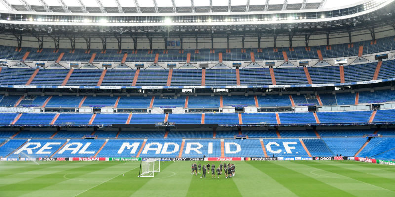 Il Bayern Monaco si allena allo stadio Bernabeu di Madrid