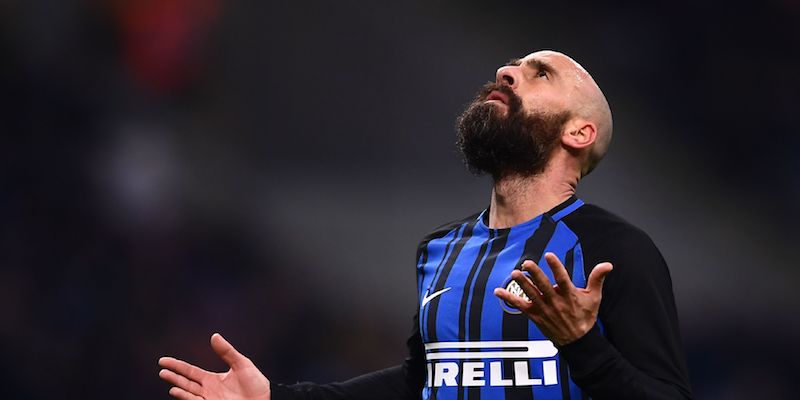 Borja Valero durante l'ultimo Inter-Lazio (MARCO BERTORELLO/AFP/Getty Images)