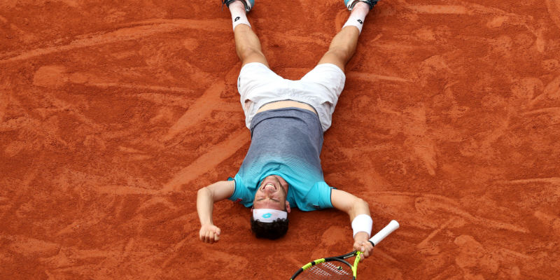 Marco Cecchinato festeggia la vittoria ai quarti di finale contro Novak Djokovic (Matthew Stockman/Getty Images)