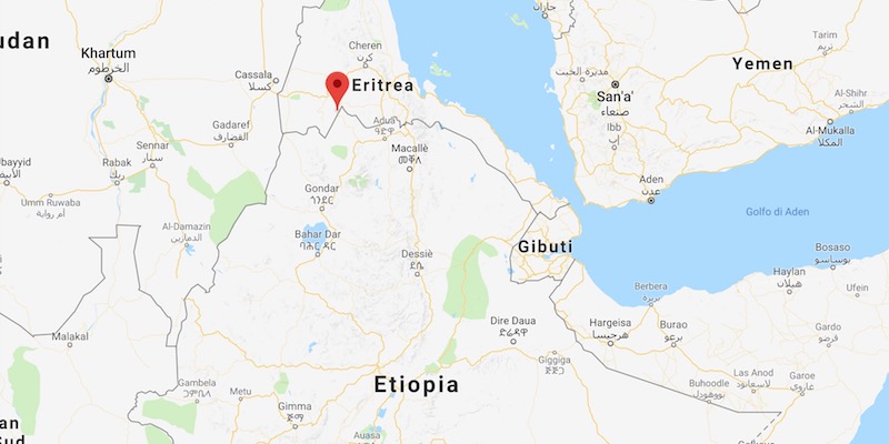 La posizione di Badme, in Eritrea, vicino al confine con l'Etiopia