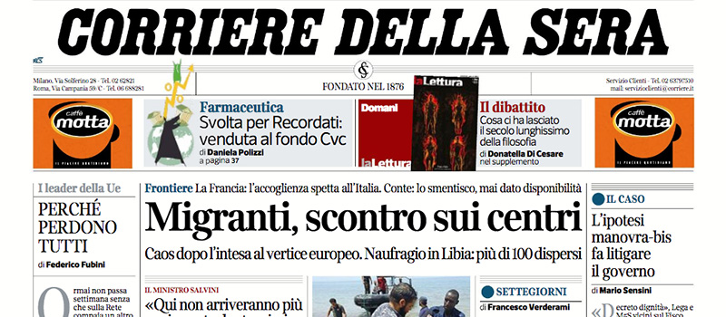 Le prime pagine di sabato 30 giugno 2018