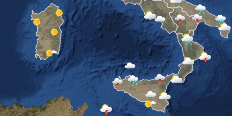 Le previsioni del tempo per il sud Italia per venerdì 14 giugno 2018 (Servizio meteorologico dell'Aeronautica militare)