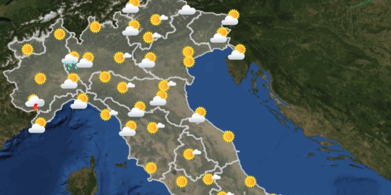 Le previsioni del tempo per il pomeriggio di martedì 19 giugno 2019 sul nord Italia (Servizio meteorologico dell'Aeronautica militare)