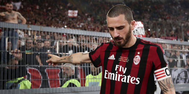 Leonardo Bonucci, capitano del Milan, dopo la finale di Coppa Italia persa a Roma contro la Juventus (ISABELLA BONOTTO/AFP/Getty Images)