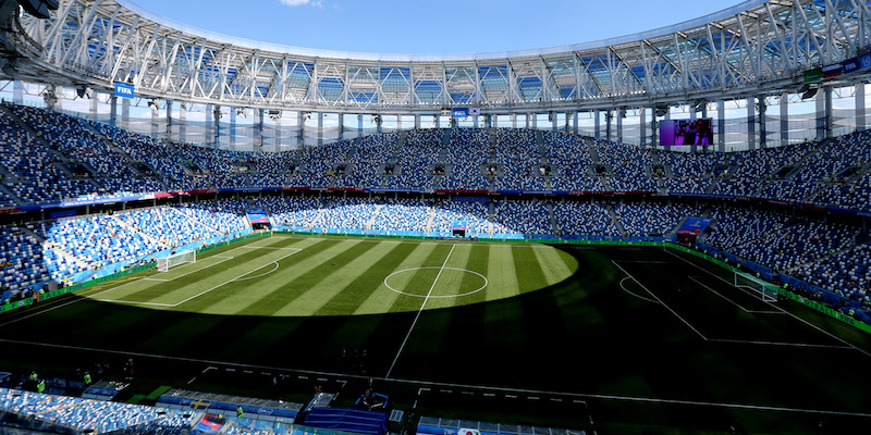 Lo stadio di Nizhniy Novgorod, dove oggi si gioca Svezia-Corea del Sud (Elsa/Getty Images)
