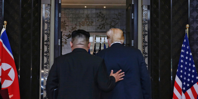 Kim Jong-un e Donald Trump a Singapore (Kevin Lim/The Strait Times/Handout/Getty Images)