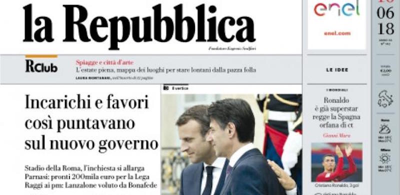Le prime pagine di sabato 16 giugno 2018
