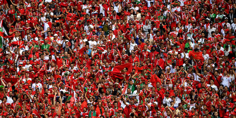 Tifosi del Marocco durante la partita contro il Portogallo
(Stu Forster/Getty Images)