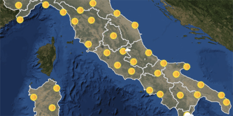 Le previsioni meteo per mercoledì 18 luglio
