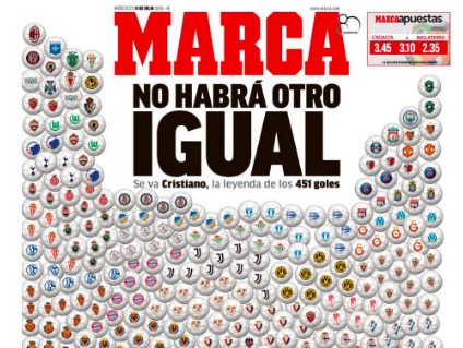 La prima pagina di Marca su Cristiano Ronaldo