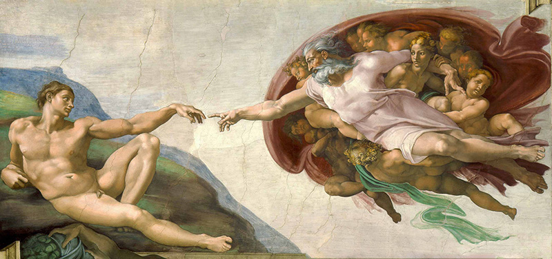 La Creazione di Adamo di Michelangelo nella Cappella Sistina.