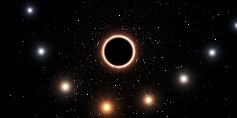 Il percorso della stella S2 intorno al buco nero, in un'elaborazione grafica (ESO)