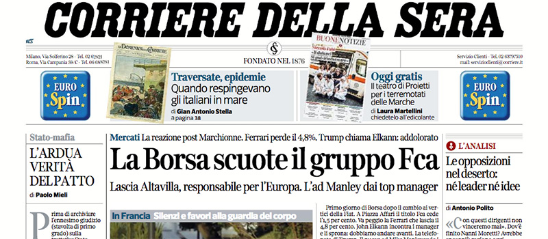 Le prime pagine di martedì 24 luglio 2018