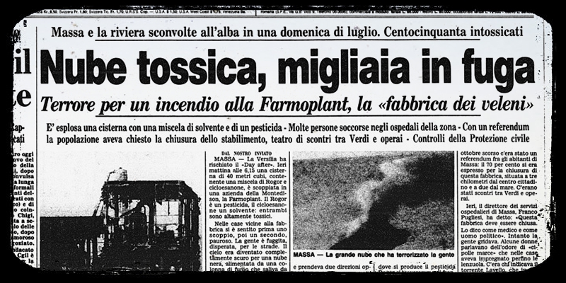 La prima pagina del Corriere della Sera del 18 luglio 1988, con la notizia dell'esplosione alla Farmoplant