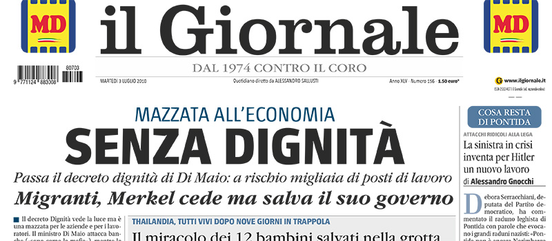 Le prime pagine di martedì 3 luglio 2018