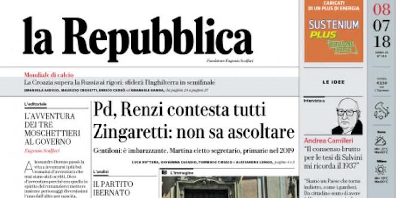 Le prime pagine di domenica 8 luglio 2018