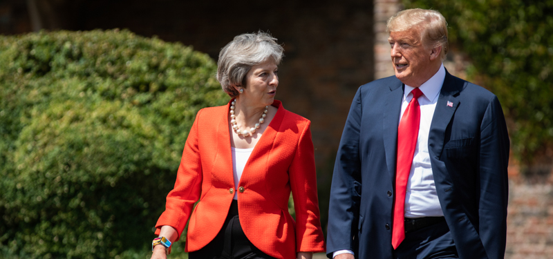 La prima ministra britannica Theresa May e il presidente degli Stati Uniti Donald Trump. (Dan Kitwood/Getty Images)