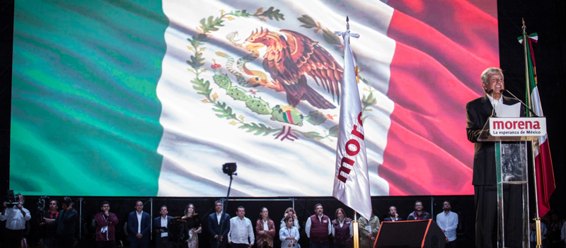 Andres Manuel Lopez Obrador durante il comizio finale della sua campagna elettorale. (Pedro Mera/Getty Images)