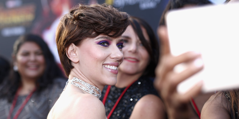 L'attrice Scarlett Johansson alla prima di "Avengers: Infinity War", il 23 aprile 2018 a Hollywood, in California (Rich Polk/Getty Images for Disney)