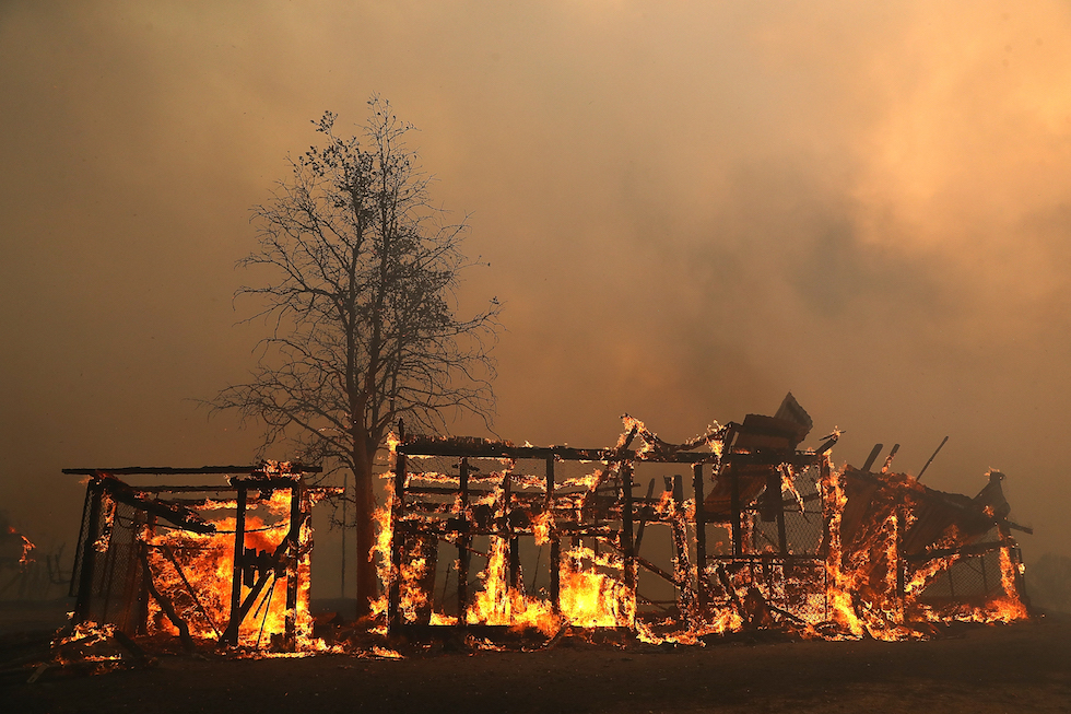 Un edificio bruciato dal River Fire a Lakeport, California, 31 luglio 2018
(Justin Sullivan/Getty Images)