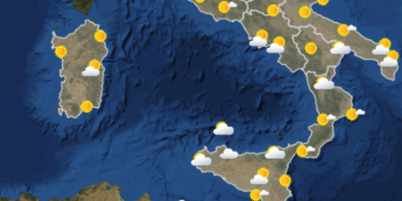 Le previsioni meteo per lunedì 13 agosto