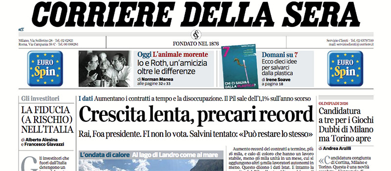 Le prime pagine di mercoledì 1 agosto 2018
