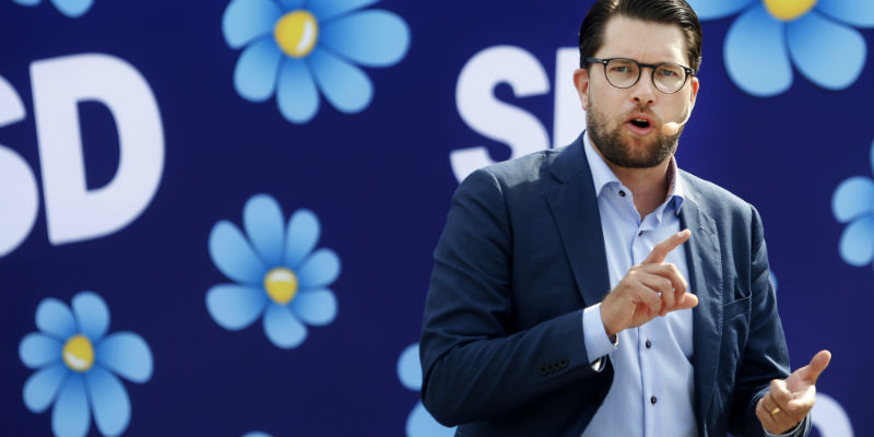 Jimmy Åkesson, leader del partito di destra radicale Svedesi Democratici (Mats Andersson / TT via AP)