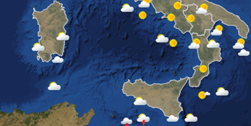 Le previsioni meteo per mercoledì 22 agosto