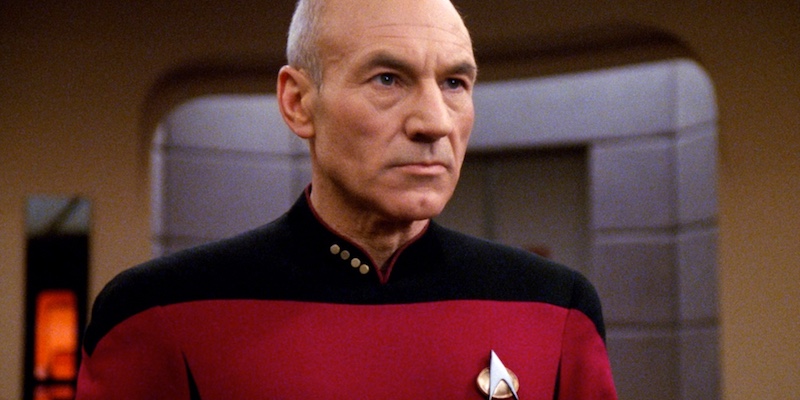 Patrick Stewart nei panni di Jean-Luc Picard in "Star Trek: The Next Generation"