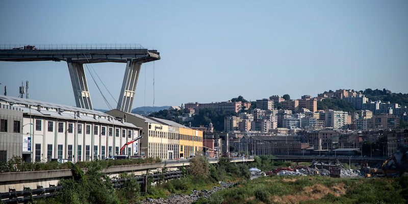 Ponte Morandi a Genova, 17 agosto 2018 (MARCO BERTORELLO/AFP/Getty Images)
