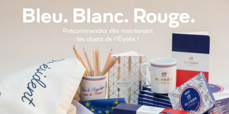 Risultati immagini per bleu. blanc. rouge. oggetti venduti da Macron