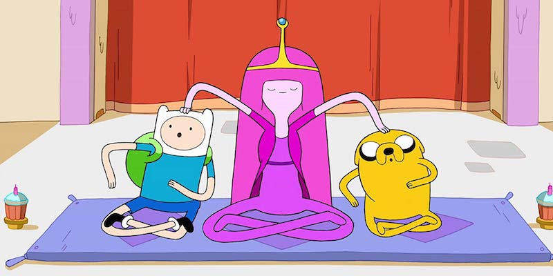 Finn, la principessa Gommarosa e Jake, tre dei personaggi principali di "Adventure Time", in un episodio della seconda stagione della serie