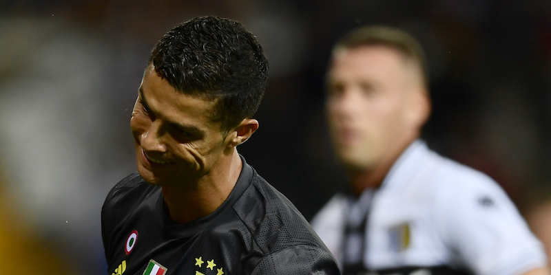 Cristiano Ronaldo durante Parma-Juventus (MARCO BERTORELLO/AFP/Getty Images)