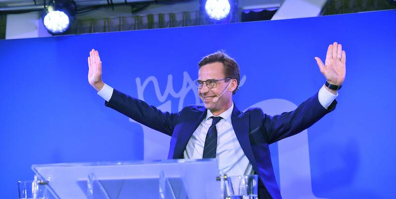 Ulf Kristersson, leader del Partito Moderato, che si è confermato il principale partito di centrodestra svedese e il secondo partito in assoluto (HENRIK MONTGOMERY/AFP/Getty Images)