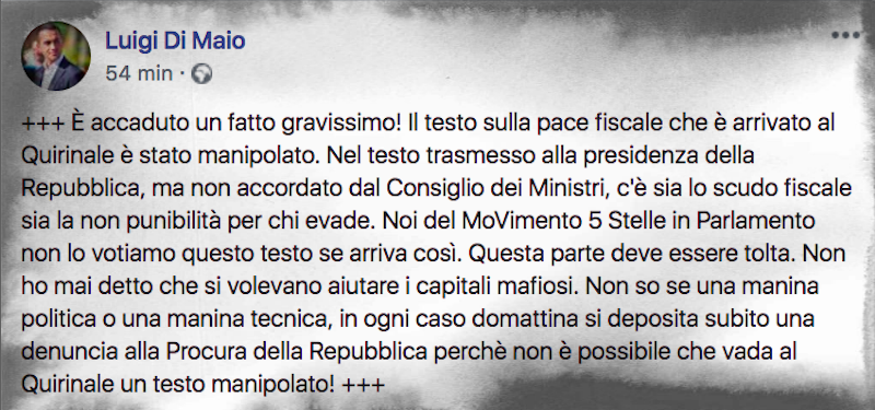 L’abbaglio di Di Maio sul decreto fiscale