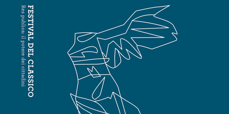 Un dettaglio della "Nike di Samotracia" disegnata da Ugo Nespolo per il manifesto della prima edizione del Festival del Classico di Torino
