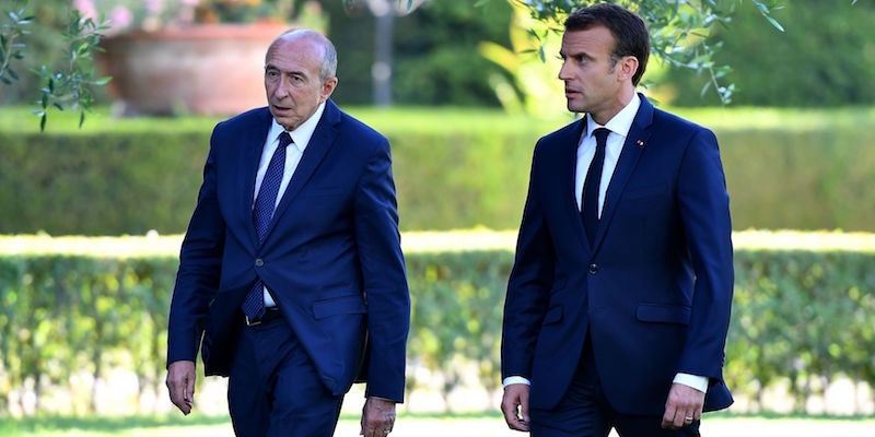 Emmanuel Macron, a destra, e Gerard Collomb (ALBERTO PIZZOLI/AFP/Getty Images)