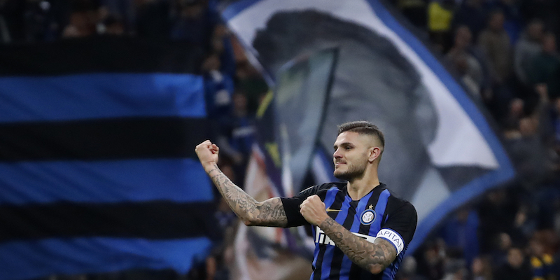 Mauro Icardi esulta dopo il gol della vittoria (AP Photo/Antonio Calanni)