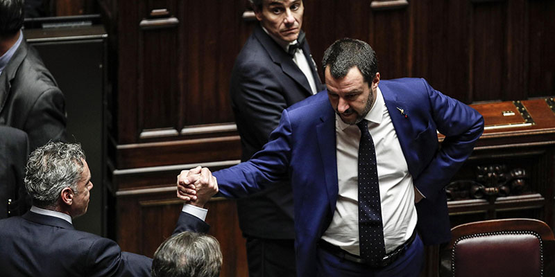 Il ministro dell'Interno Matteo Salvini alla Camera durante il voto di fiducia sul decreto Sicurezza, Roma 27 novembre 2018. (ANSA/GIUSEPPE LAMI)