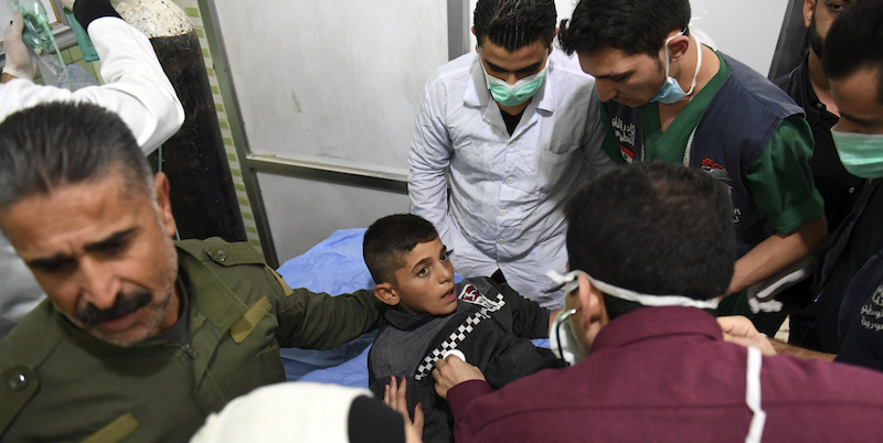 Un bambino ferito nell'attacco e curato in ospedale, Aleppo, Siria, 24 novembre 2018 
(GEORGE OURFALIAN/AFP/Getty Images)