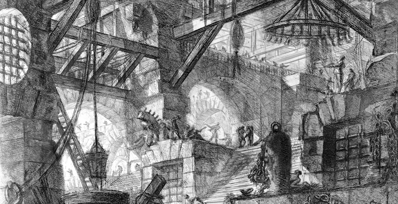 Il pozzo, tavola XIII dalle "Carceri d'invenzione" di Giovanni Battista Piranesi
(Istituto Nazionale per la Grafica, Roma - ANSA)