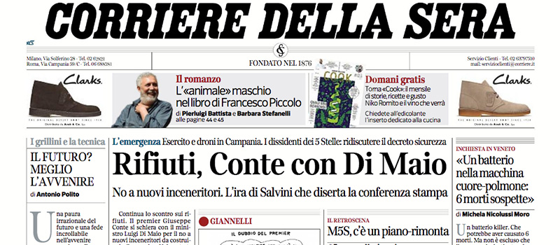 Le prime pagine di martedì 20 novembre 2018